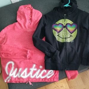 Lot of 2 Justice Hooded Sweatshirts